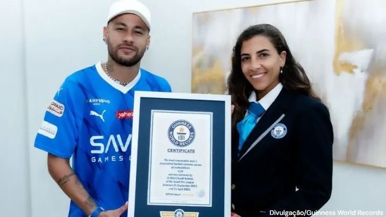 Neymar mottar tittelen Guinness av Al-Hilal; veia Neymar mottar tittelen Guinness av Al-Hilal; veia